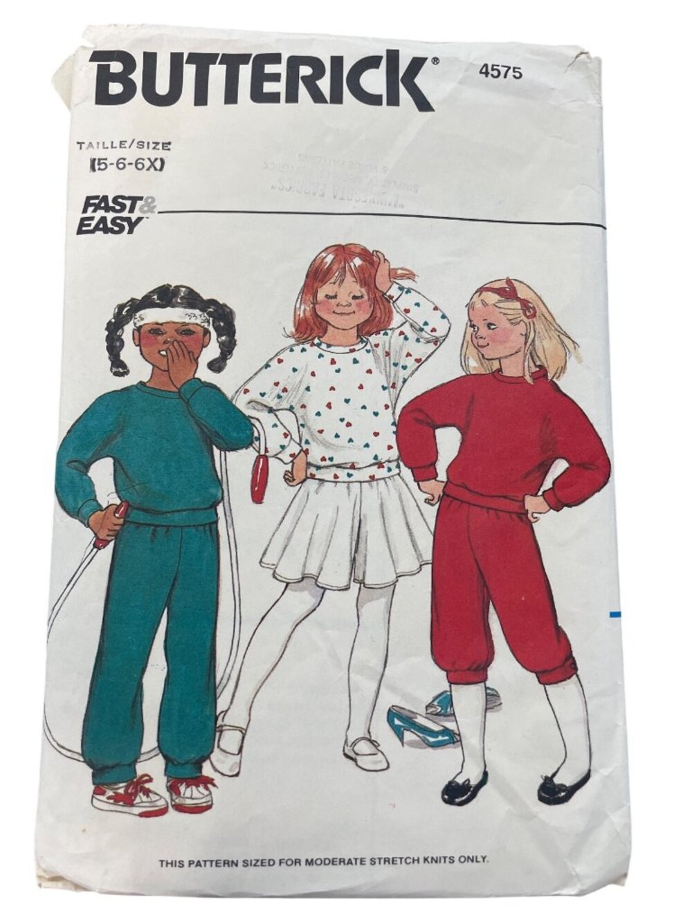 Vintage Butterick 4575 Pattern Sizes 5-6-6X Top Pants Knickers & Culottes CUT